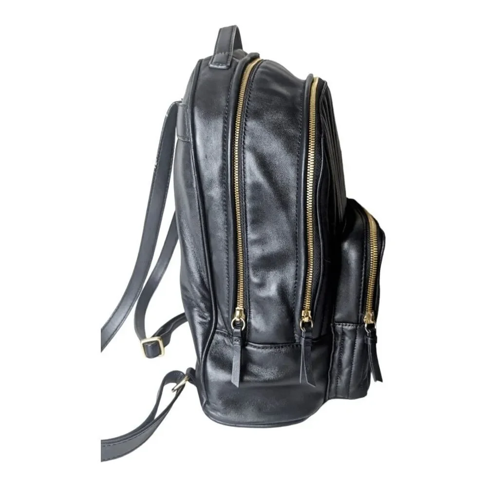 MARK AND GRAHAM Black Quilted Leather Backpack